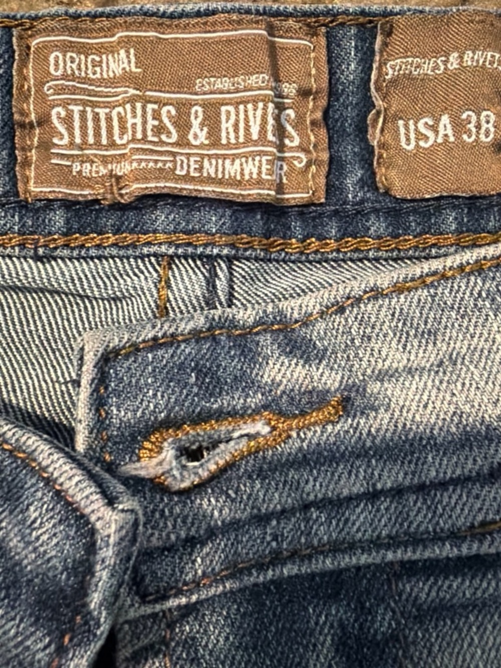 Stitches Men’s Distressed Medium Blue Denim Jeans